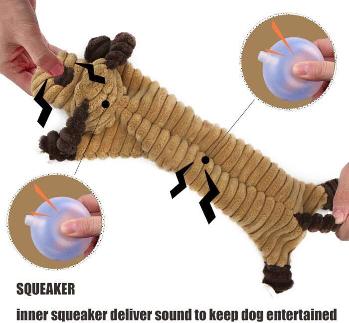 AWOOF Squeaky Dog Toys Indestructible for Large Dogs, Tough Soft Dog Toys Bundle for 8 Weeks Puppy and Small Dogs, Durable Dog Toys Pack of 3 No Stuffing Animals