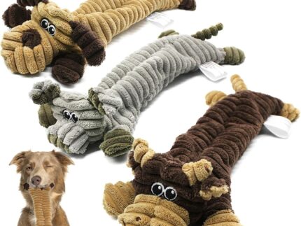 AWOOF Squeaky Dog Toys Indestructible for Large Dogs, Tough Soft Dog Toys Bundle for 8 Weeks Puppy and Small Dogs, Durable Dog Toys Pack of 3 No Stuffing Animals